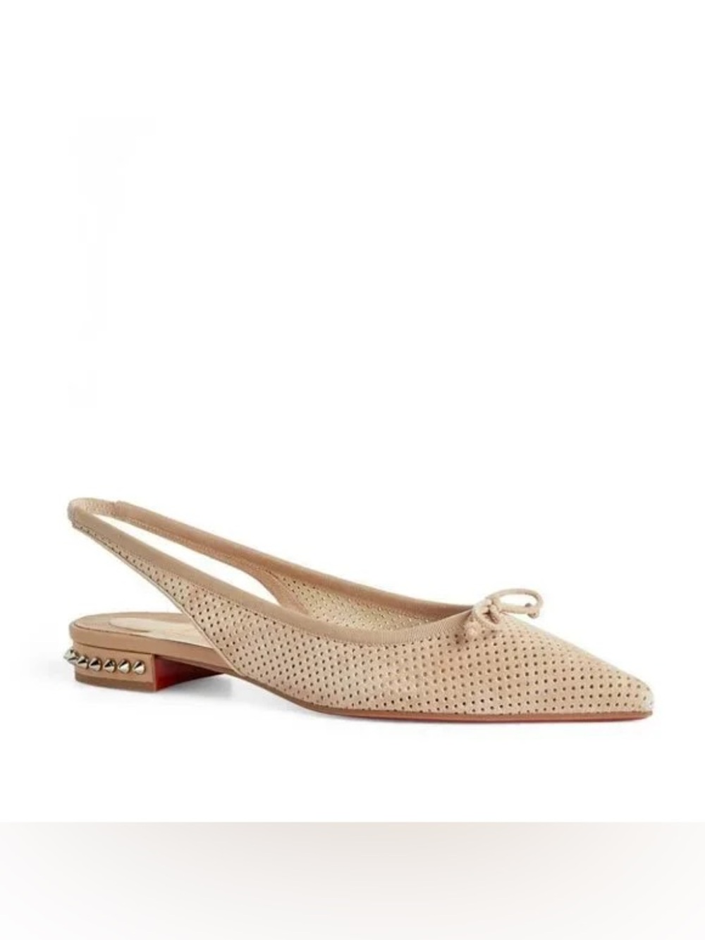 NWT Christian Louboutin Hall Sling Flat Size 38.5, Nougat